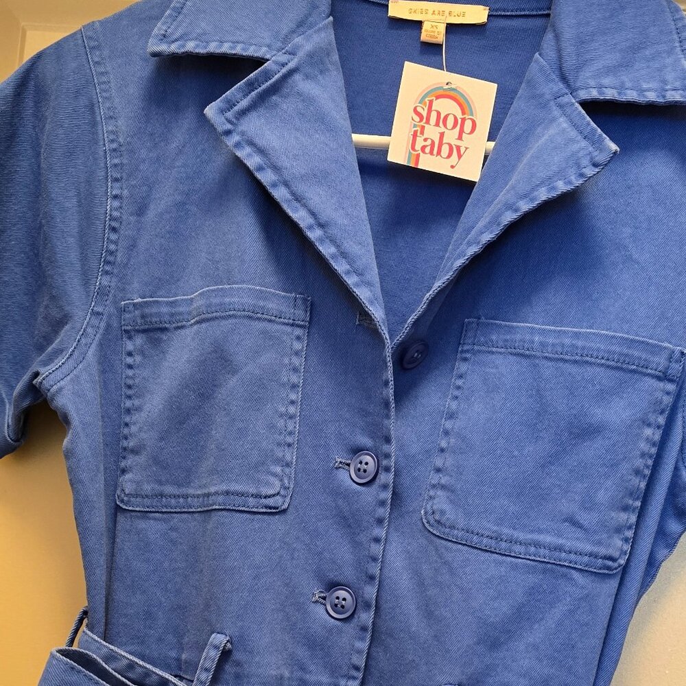 SHOP TABY Bright Blue Utility Jumpsuit